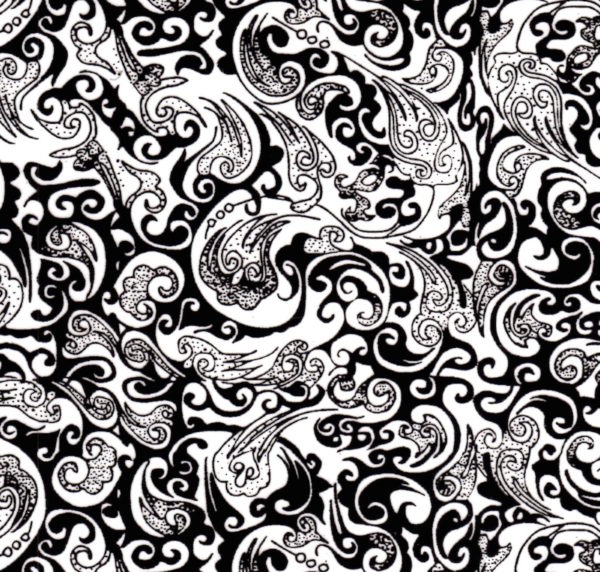 Black & White Paisley (50cm)